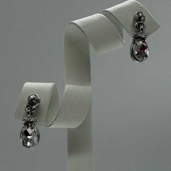 Crystal Post Drop Earrings Made with Swarovski Crystals in Silver - Picture 6 of 7